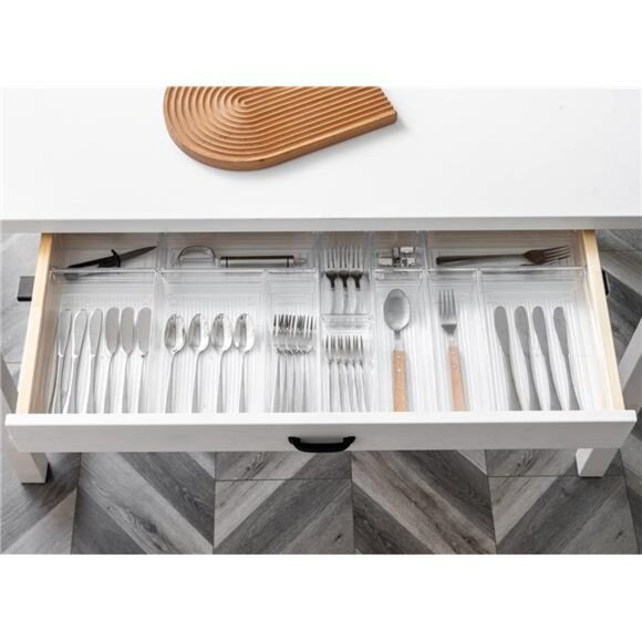 Clear Plastic Drawer Organizer Trays 25 Pack Bathroom Kitchen Office Storage Bin - Picture 2 of 7